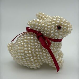 Vintage Pearl Beaded‎ Bunny Figurine